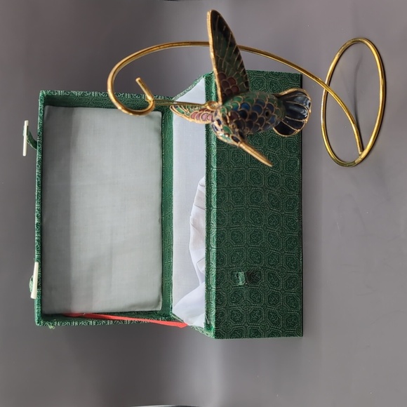 NIB Beautiful Vintage Oriental Treasures Cloisonne Enamel Hummingbird New In Box - Picture 4 of 10